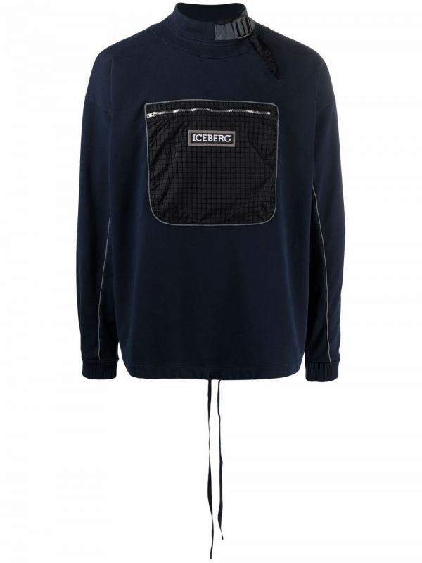  Iceberg Mock-neck Chest Pocket Sweatshirt - Blue 
