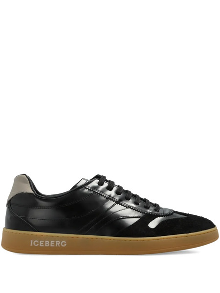  Iceberg Panelled Leather Sneakers - Black 