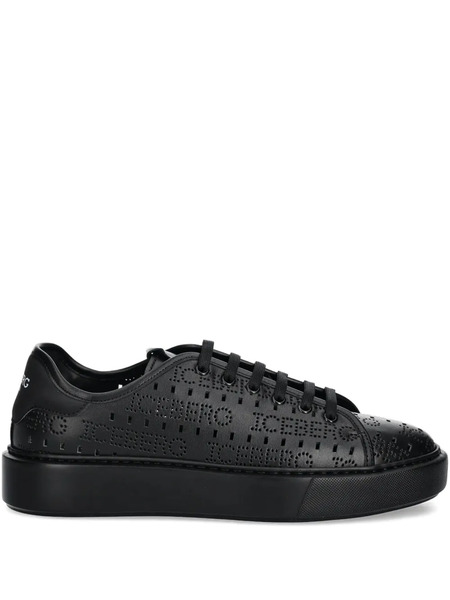  Iceberg Perforated Leather Sneakers - Black 
