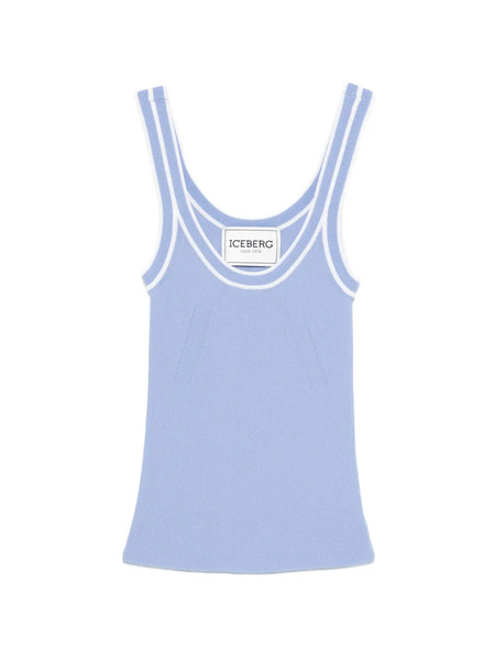  Iceberg Ribbed Trim Knit Top - Blue 
