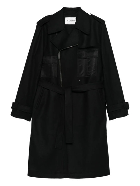 Iceberg Zip Belted Coat - Black 