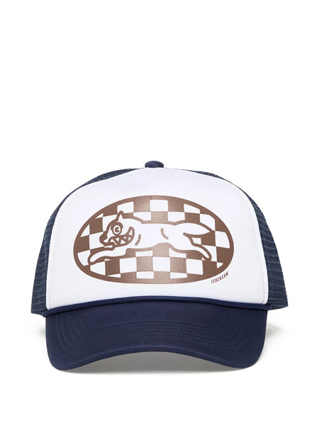  Icecream Checker Running Dog Trucker Cap - Blue 