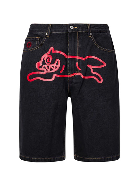  Icecream Running Dog Denim Shorts - Black 