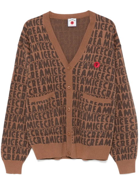  Icecream Text Print Cardigan - Brown 