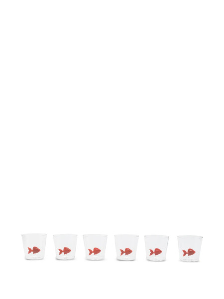  Ichendorf Milano Red Fish Glasses (set Of 6) - White 