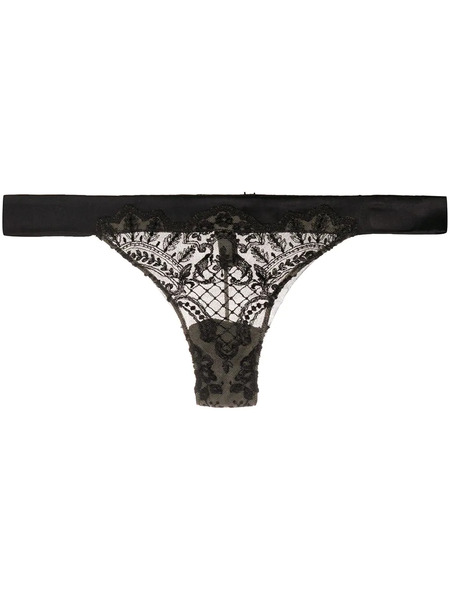  I.d. Sarrieri Christmas Embroidered Thong - Black 