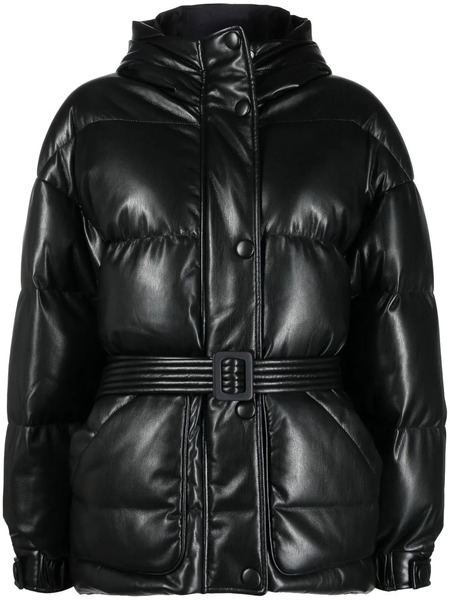  Ienki Ienki Faux-leather Zip-up Padded Jacket - Black 