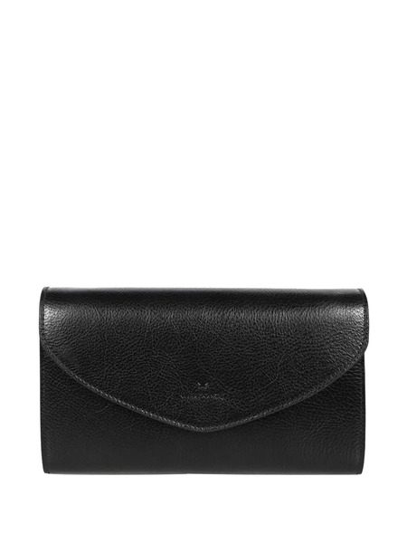  Il Bisonte Buttoned-flap Leather Clutch - Black 