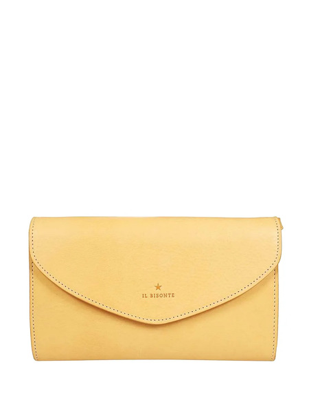  Il Bisonte Buttoned-flap Leather Clutch - Yellow 