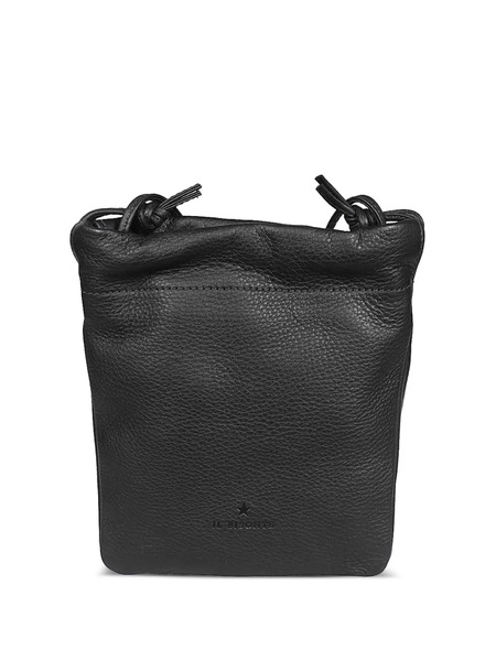  Il Bisonte Drawstring Leather Bucket Bag - Black 