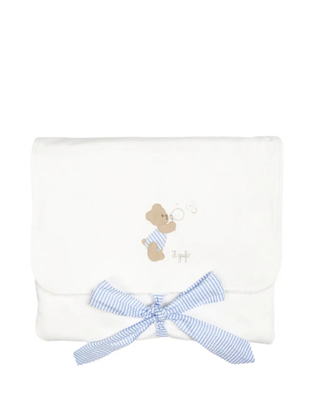  Il Gufo Bear Stripe Towel - White 
