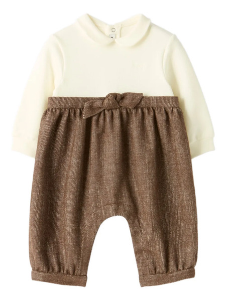  Il Gufo Bow-detail Romper - Brown 