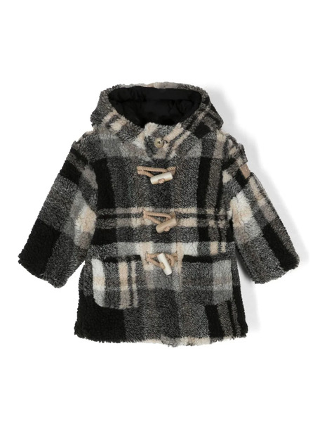  Il Gufo Check-pattern Fleece-texture Coat - Black 