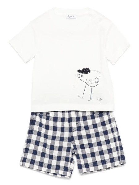  Il Gufo Checked Shorts Set - White 