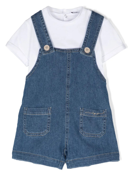  Il Gufo Denim Dungaree Short Set - Blue 
