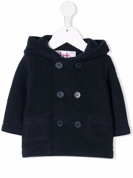  Il Gufo Double-breasted Hooded Coat - Blue 