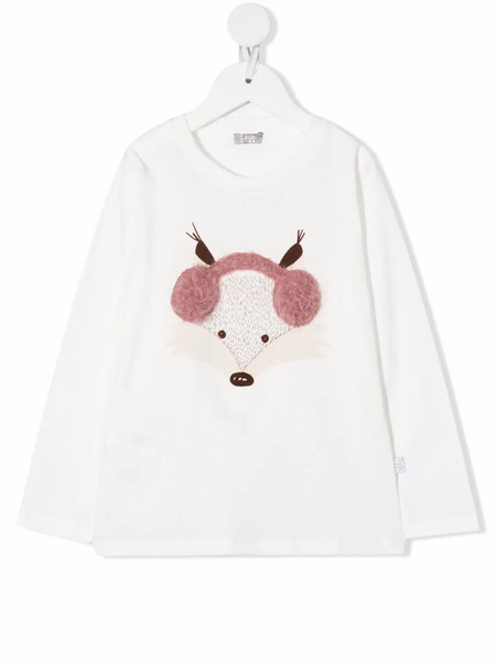  Il Gufo Embroidered Long-sleeved T-shirt - White 