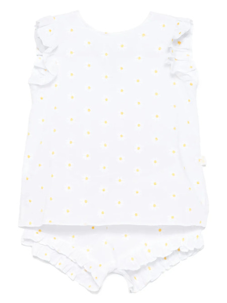  Il Gufo Floral-embroidered Shorts Set - White 