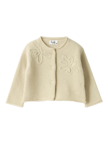  Il Gufo Floral-embroidered Wool Cardigan - Neutrals 