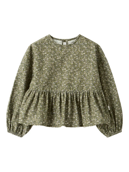  Il Gufo Floral Velvet Blouse - Green 