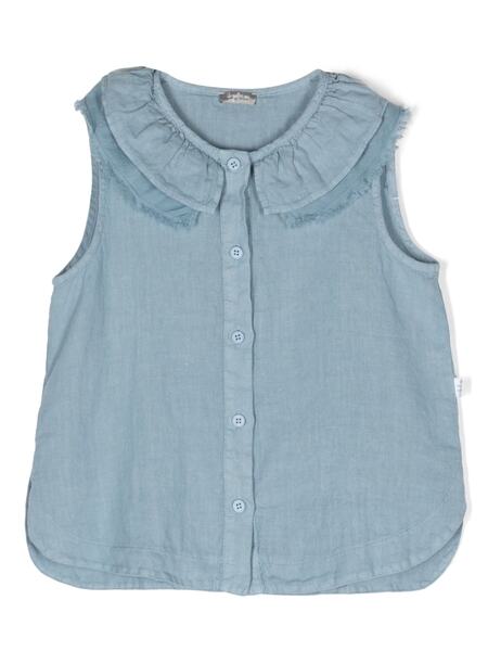  Il Gufo Fringed Sleeveless Blouse - Blue 