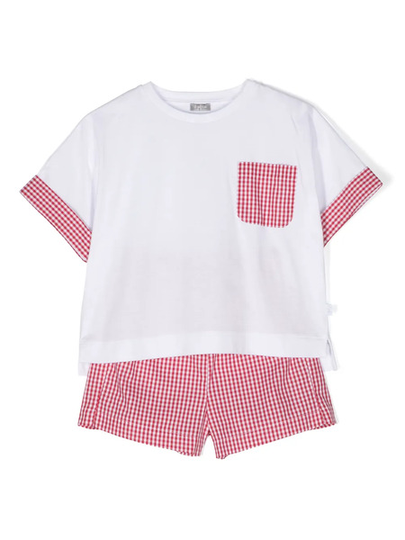  Il Gufo Gingham-check Cotton Shorts Set - White 