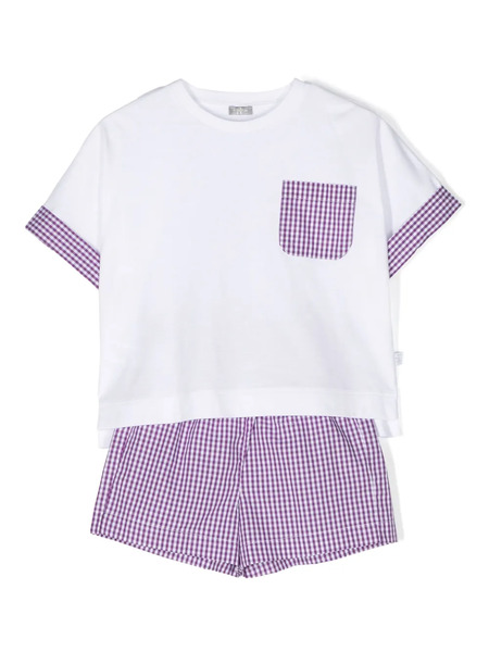  Il Gufo Gingham-details Shorts Set - White 