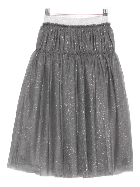  Il Gufo Glitter-detail Elasticated-waist Skirt - Grey 