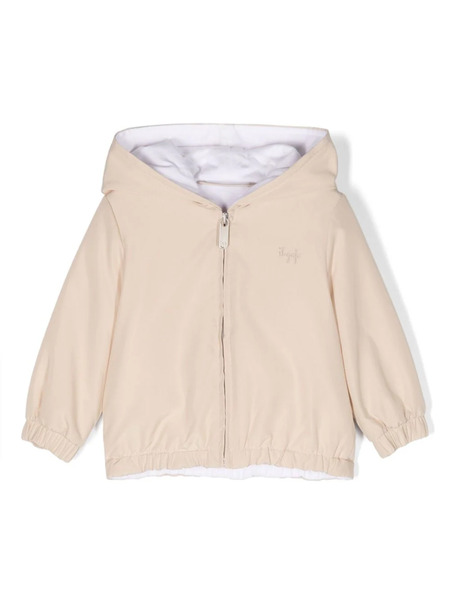  Il Gufo Logo-embroidered Hooded Bomber Jacket - Neutrals 
