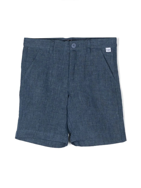  Il Gufo Mélange-effect Linen Shorts - Blue 