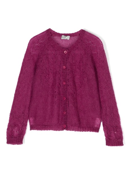  Il Gufo Open-knit Mohair-blend Cardigan - Pink 