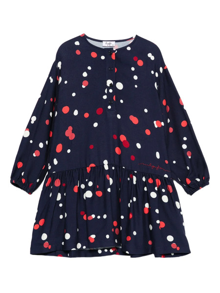  Il Gufo Polka-dot Dress - Blue 