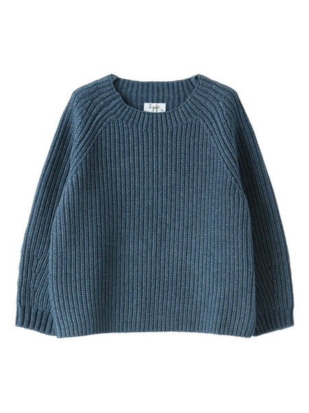  Il Gufo Ribbed Crew Neck Top - Blue 