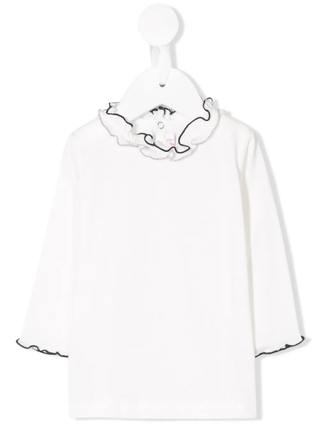  Il Gufo Ruffle Trim Top - White 