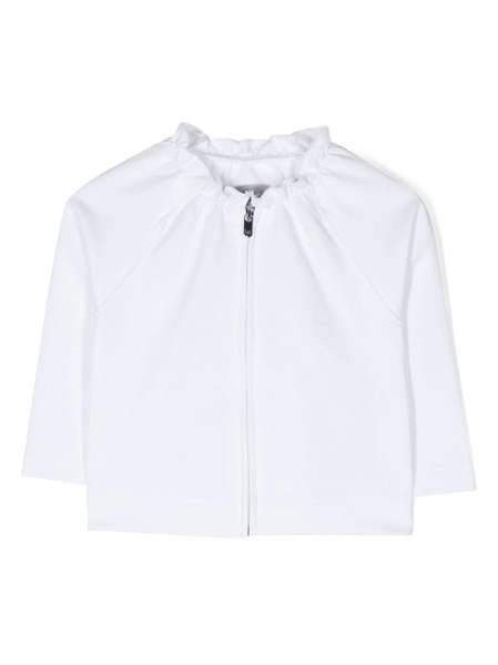  Il Gufo Ruffle-trim Zip-up Jacket - White 