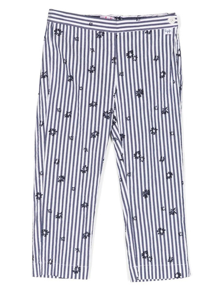  Il Gufo Side Zip-fastening Striped Trousers - Blue 