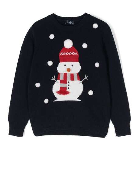  Il Gufo Snowman-knit Jumper - Blue 