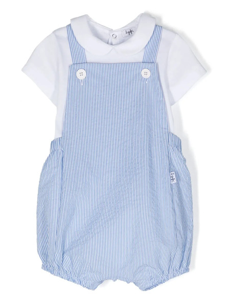  Il Gufo Striped Dungarees Set - White 