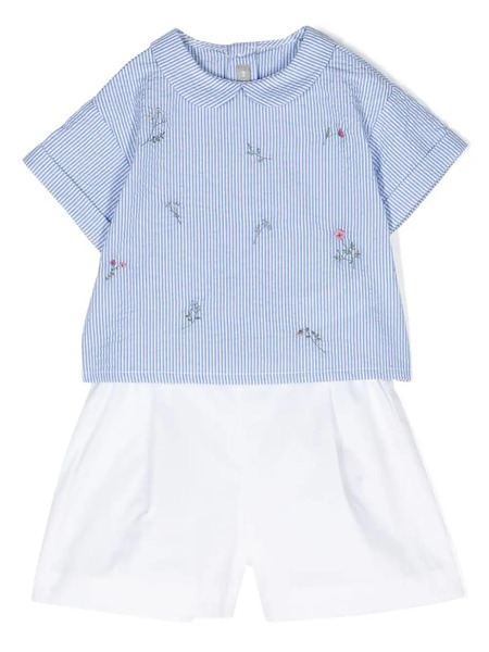  Il Gufo Striped Shorts Set - Blue 