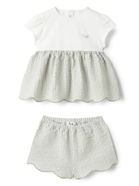  Il Gufo Striped Shorts Set - Green 