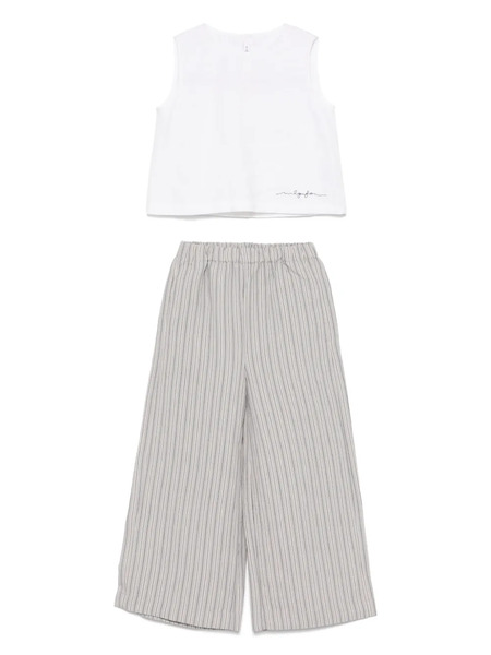  Il Gufo Striped Trousers Set - White 
