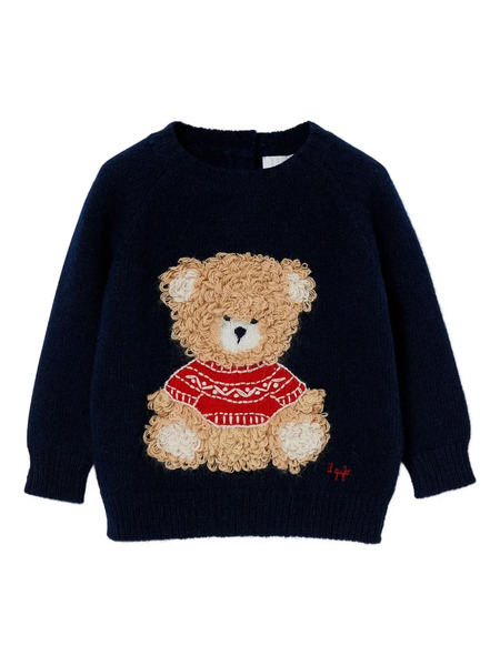  Il Gufo Teddy Appliqué Top - Blue 