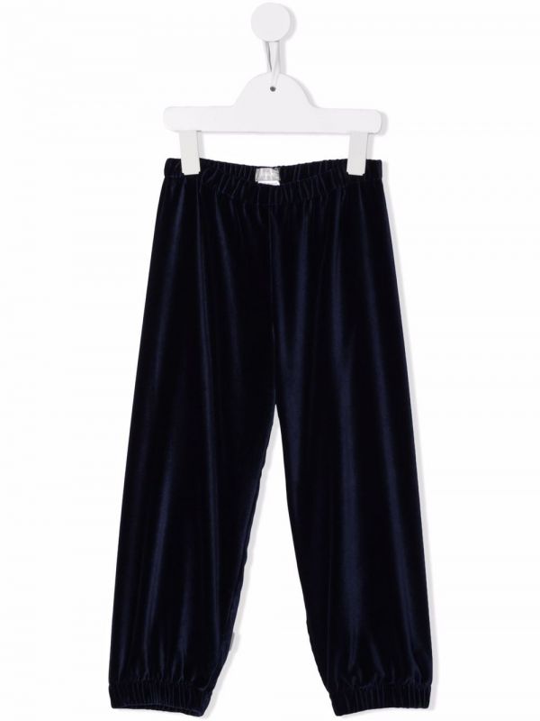  Il Gufo Velvet-effect Track Pants - Blue 