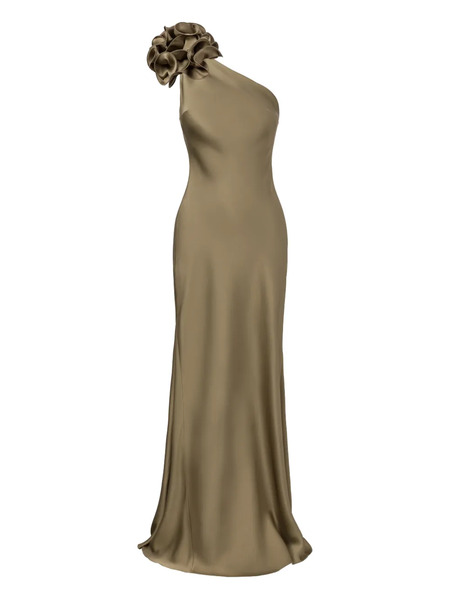  Il Volo Flower-appliqué One-shoulder Dress - Neutrals 