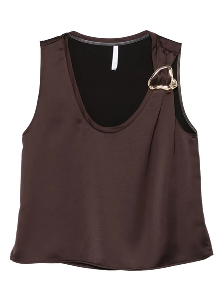  Imperial Buckle-detail Sleeveless Top - Brown 