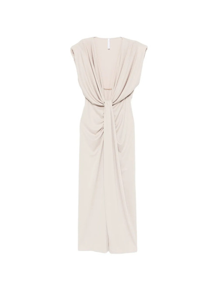  Imperial Draped Knot Midi Dress - Neutrals 