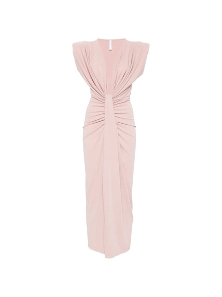  Imperial Draped V-neck Midi Dress - Pink 
