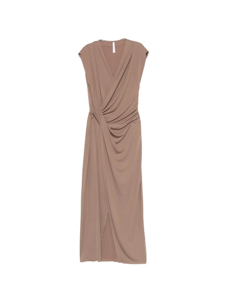  Imperial Knot V-neck Midi Dress - Neutrals 