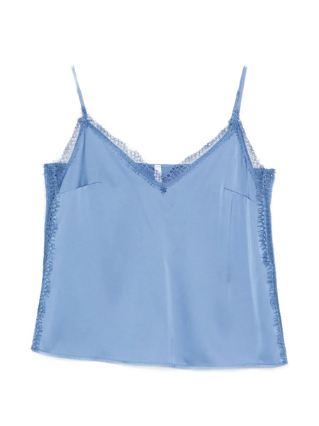  Imperial Lace-detail V-neck Top - Blue 