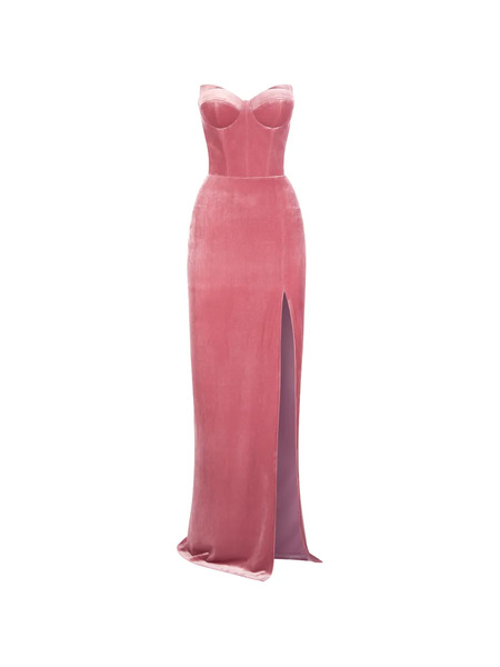 Imroska Imroska 24 Side-slit Strapless Maxi Dress - Pink 